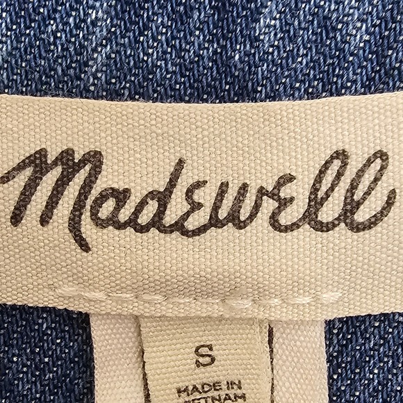 Madewell Oversized Mini Shirt Dress Denim Jean Small Western Casual Retro Blue - Picture 2 of 7